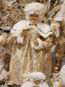 MAMÃE NOEL DE LUXO EM PÉ DOURADO COM CHAMPANHE 60CM - PRÉ VENDA 2025