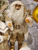 PAPAI NOEL DE LUXO EM PÉ DOURADO COM CHAMPANHE 60CM - PRÉ VENDA 2025