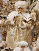 MAMÃE NOEL DE LUXO EM PÉ DOURADO COM CHAMPANHE 60CM - PRÉ VENDA 2025