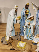 Presépio em Resina Azul • 11 Peças • 30cm