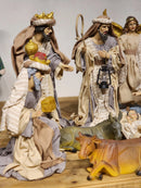 Presépio em Resina com Tecido Natural • 11 Peças • 40cm